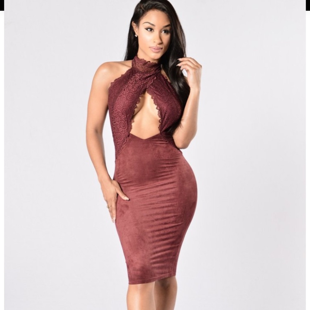 Lover's Lace Dress - Burgundy